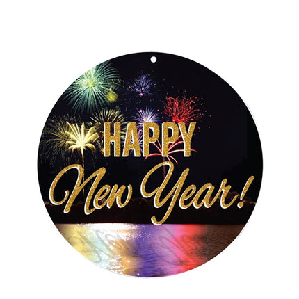 Happy New Year Medallion 33 Inch Bead Necklaces - Pack of 12