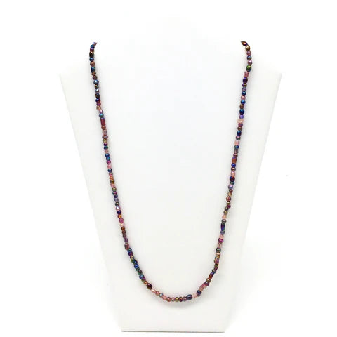Iridescent Purple Glass Bead 27 Inch Necklaces