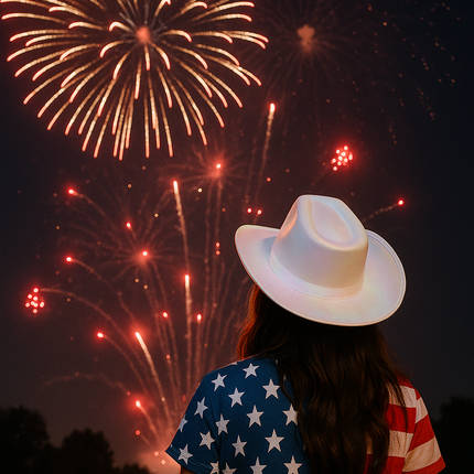 Sparkly Iridescent Glitter Space White Cowboy Hat