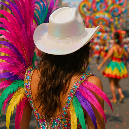 Sparkly Iridescent Glitter Space White Cowboy Hat