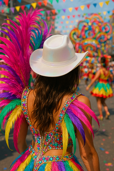 Sparkly Iridescent Glitter Space White Cowboy Hat