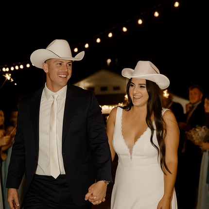 Sparkly Iridescent Glitter Space White Cowboy Hat