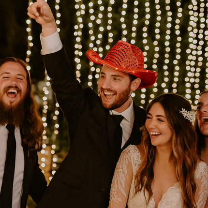 Red light up cowboy hat for wedding