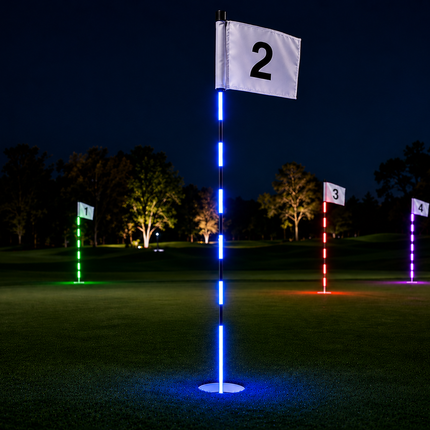 LED Light Up 6.5 ft Night Golf Putting Flag Sticks