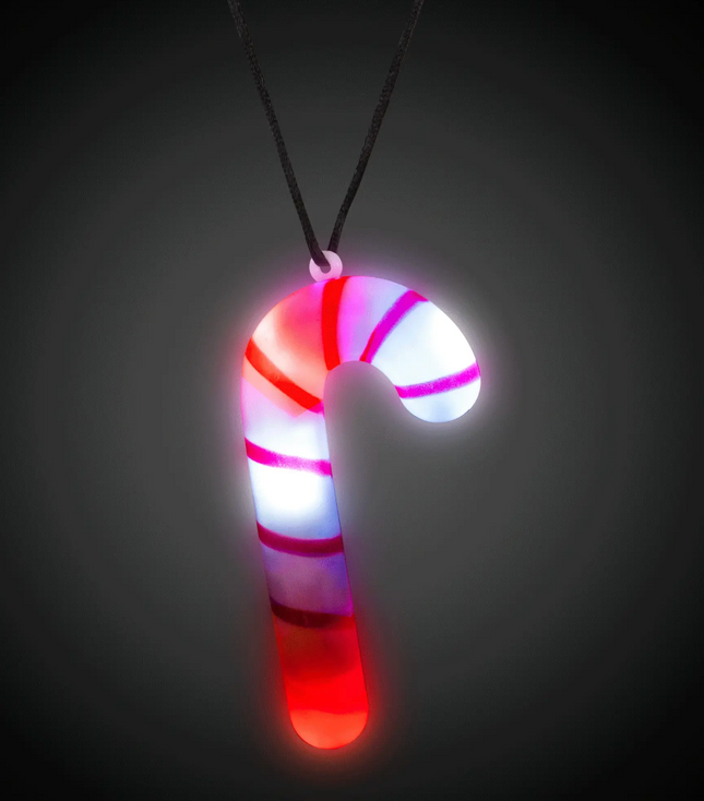 LED Light Up Flashing Candy Cane Necklace