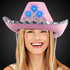 LED Light Up Pink Felt Cowboy Hat With Tiara