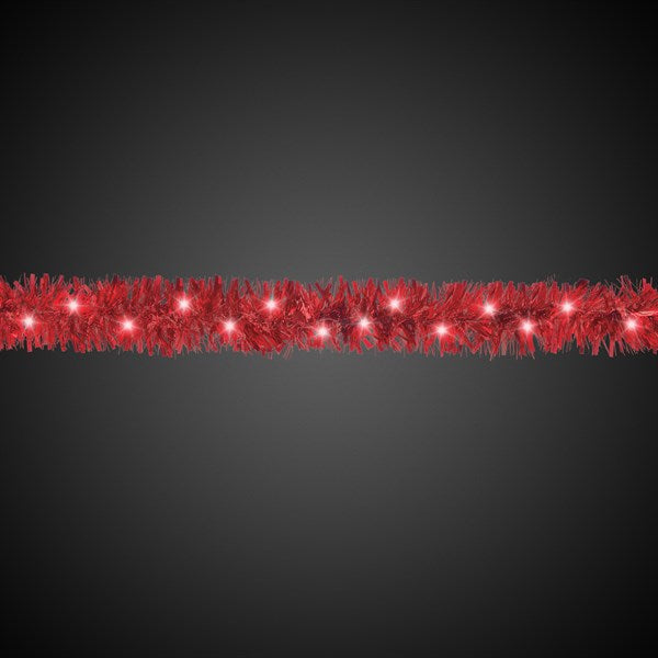 LED Red Tinsel 9' Garland