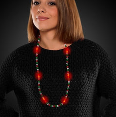 LED Red, Green & Silver Bead Necklace