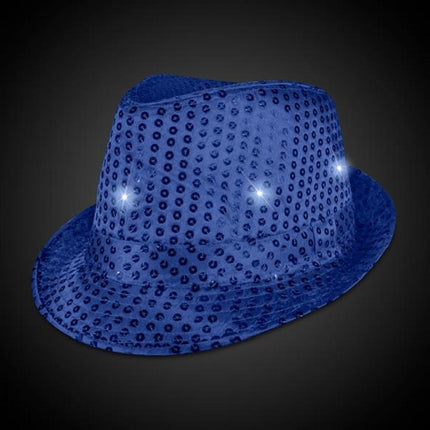 LED Blue Sequin Fedora Hat