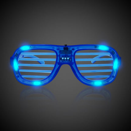 LED Light Up Blue Slotted Glasses - Pack of 6