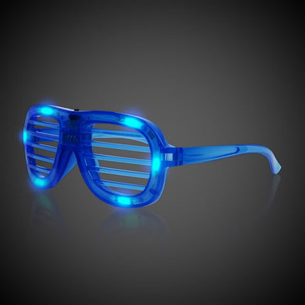 LED Light Up Blue Slotted Glasses - Pack of 6