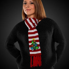 LED Light Up Christmas Tree Striped Scarf