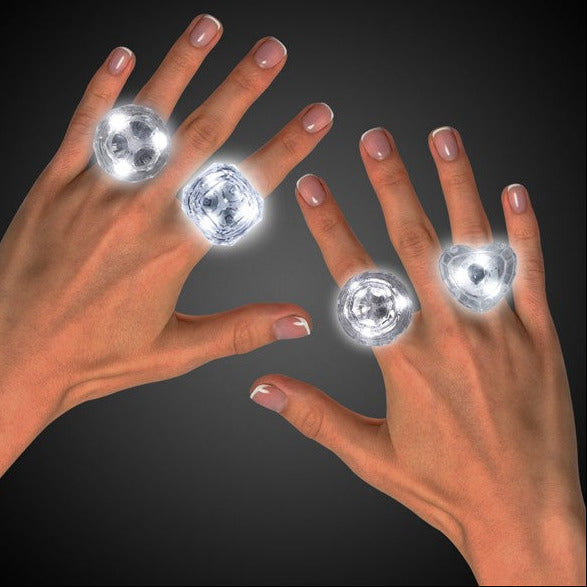 LED Diamond White Bling Rings - Assorted Shapes