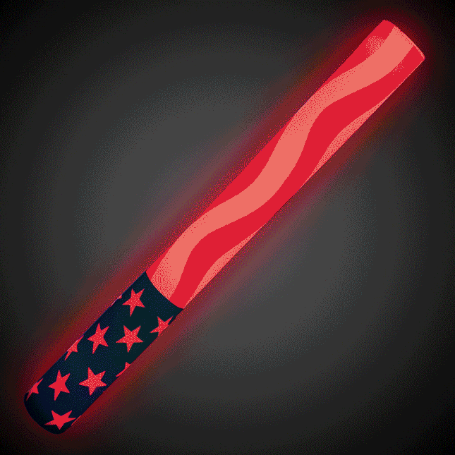 LED Flashing American Flag Print Foam Sticks - Pack of 4