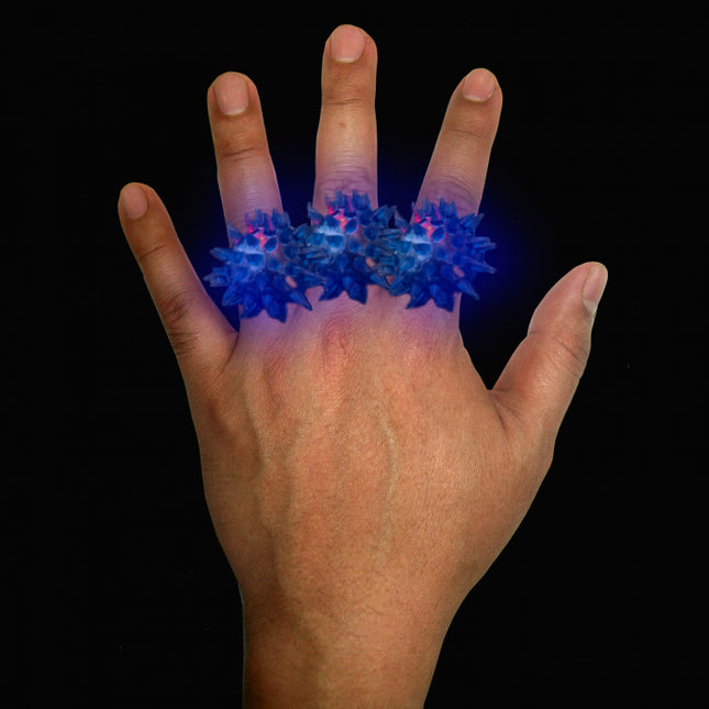 Blue LED Flashing Porcupine Rings