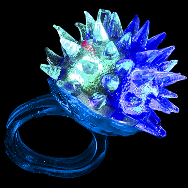 Blue LED Flashing Porcupine Rings