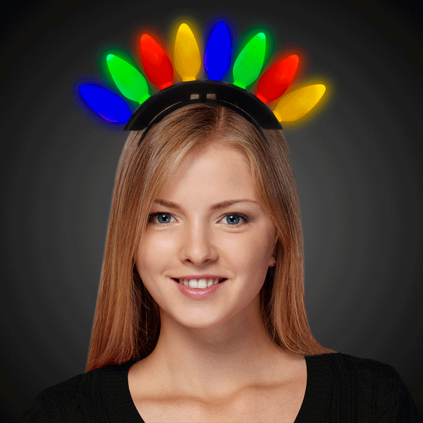 LED Flashing Christmas Bulb Headband