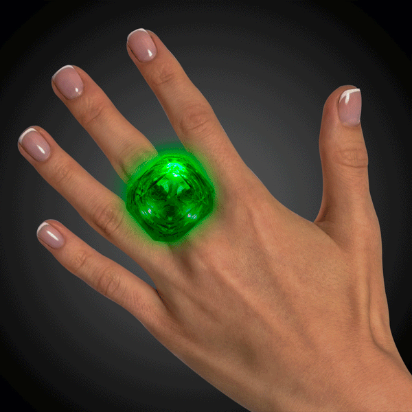 LED Flashing Green Diamond Ring