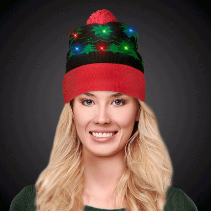 LED Flashing Holiday Knit Beanie