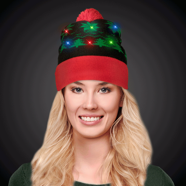 LED Flashing Holiday Knit Beanie