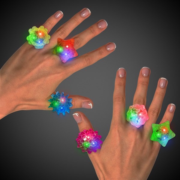 LED Flashing Jelly Rings - Assorted Colors & Designs