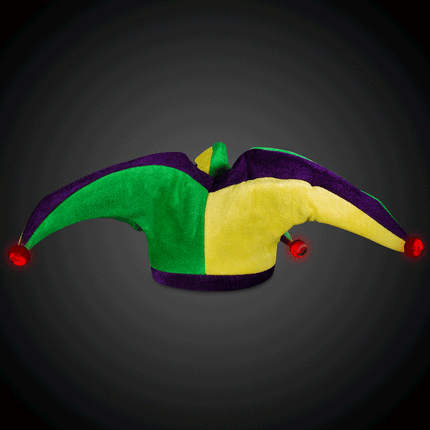 LED Flashing Mardi Gras Velvet Jester Hat