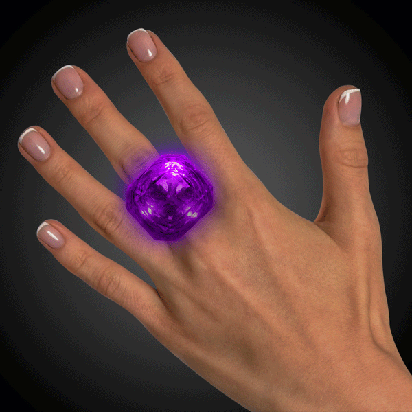 LED Flashing Purple Diamond Ring