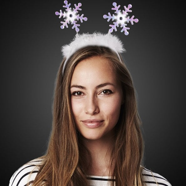 LED Flashing Snowflake Head Bopper Headband