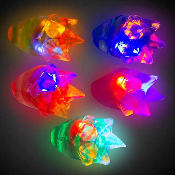 LED Flashing Star Spike Jelly Rings