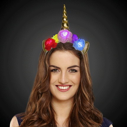 LED Flashing Unicorn Headband With Gold Horn