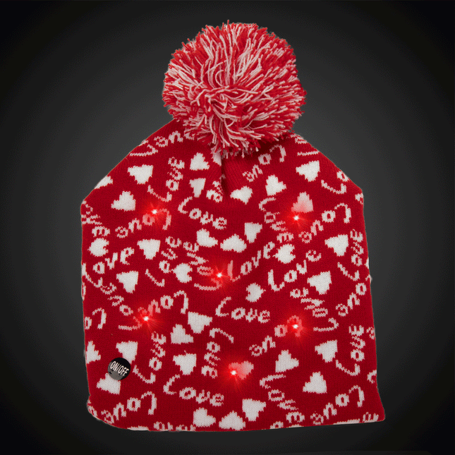 LED Flashing Valentine Love Knit Beanie