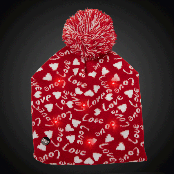 LED Flashing Valentine Love Knit Beanie