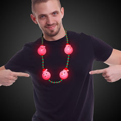 LED Light Up 34 Inch Snowman Bead Necklace