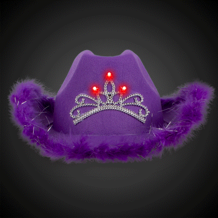 LED Light Up Blinking Tiara Purple Cowboy Hat