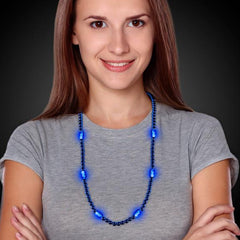 LED Light Up Blue 30" Beaded Necklace