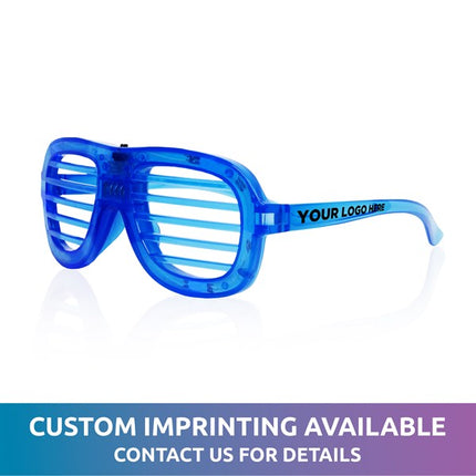 LED Light Up Blue Slotted Glasses - Pack of 6