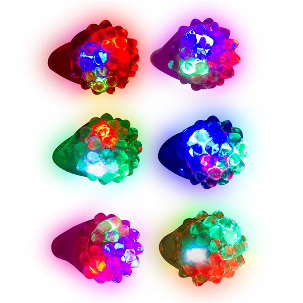 LED Light Up Bumpy Jelly Rings - Assorted Pack of 24