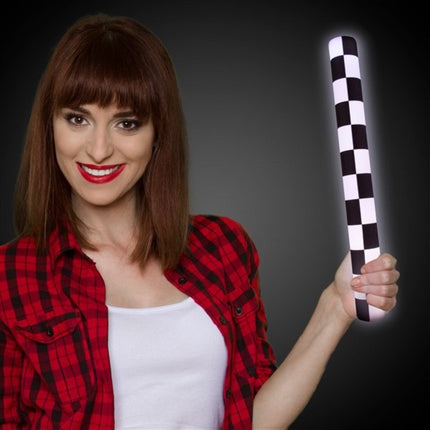 LED Light Up Checkered Flag Print Foam Stick