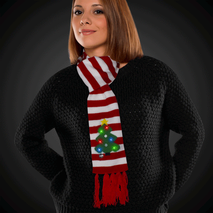 LED Light Up Christmas Tree Striped Scarf