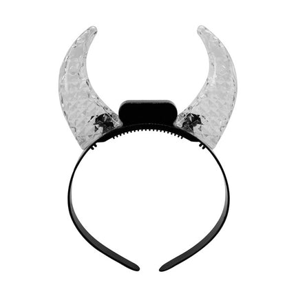 LED Light Up Crystal Devil Horns Headband