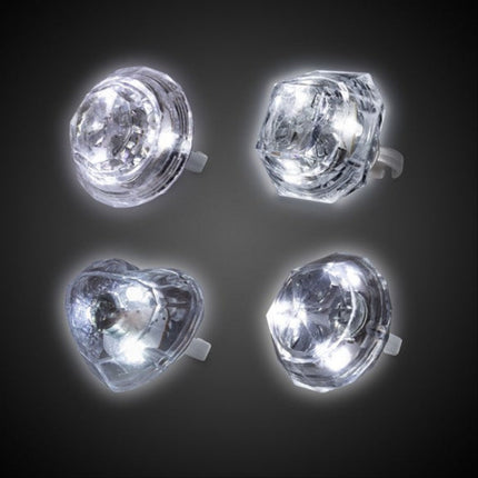 LED Light Up Diamond White Bling Rings - Assorted Shapes