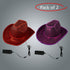 LED Light Up EL Wire Sequin Red & Purple Cowboy Hat - Pack of 2 Hats