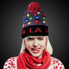 LED Light Up Fa La La Knit Beanie