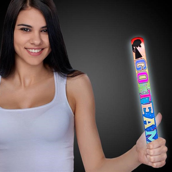LED Light Up Flashing 16 Inch Go Team Cheer Foam Stick