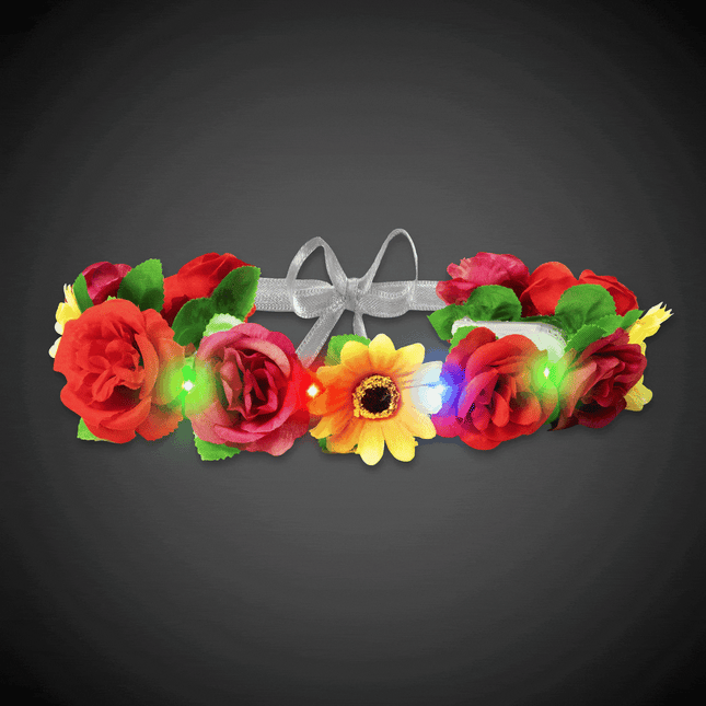LED Light Up Flashing Assorted Flowers Halo Crown Headband
