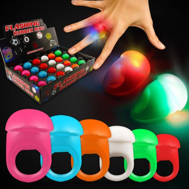 LED Light Up Flashing Assorted Jelly Rings