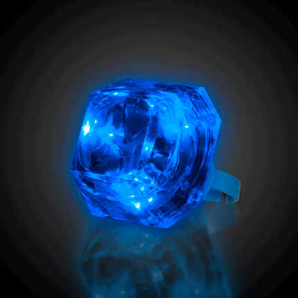 LED Light Up Flashing Blue Diamond Ring