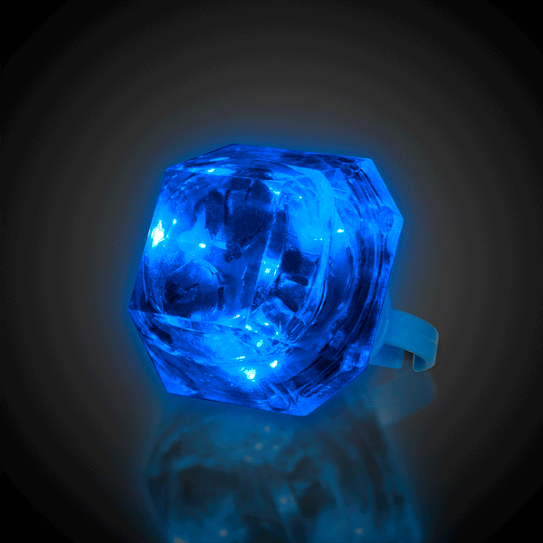 LED Light Up Flashing Blue Diamond Ring