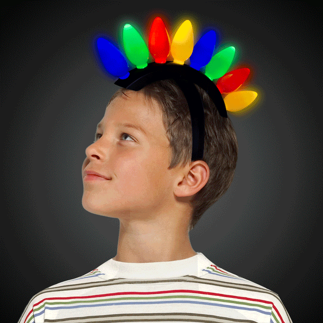 LED Light Up Flashing Christmas Bulb Headband
