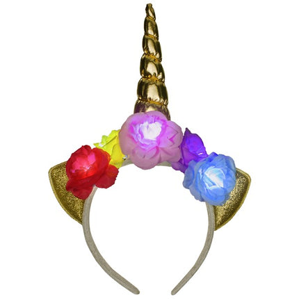 LED Light Up Flashing Gold Horn Unicorn Headband